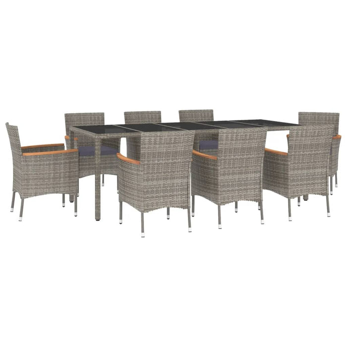 Set mobilier grădină cu perne, 9 piese, gri, poliratan - WALTI WALTI