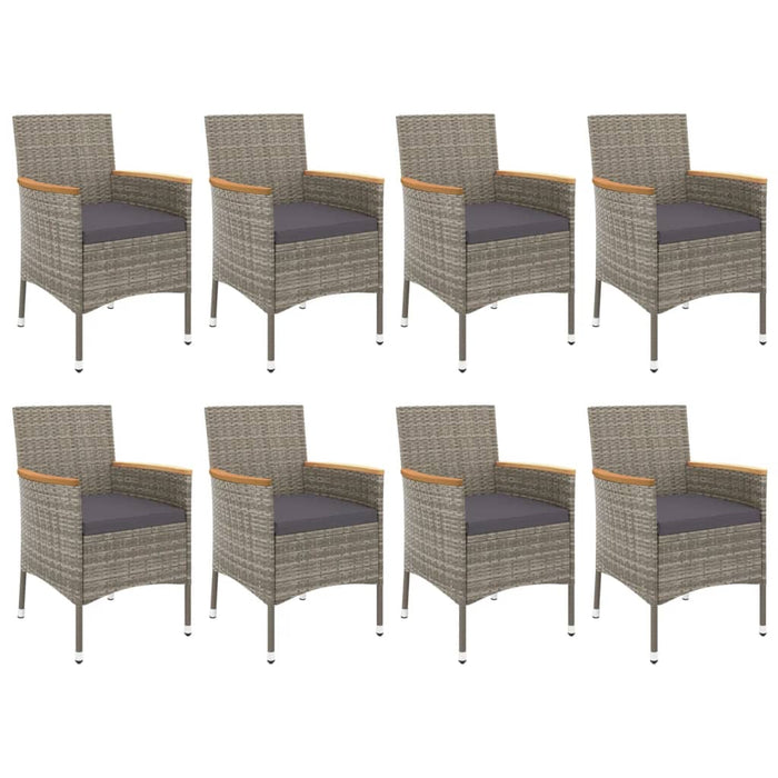 Set mobilier grădină cu perne, 9 piese, gri, poliratan - WALTI WALTI