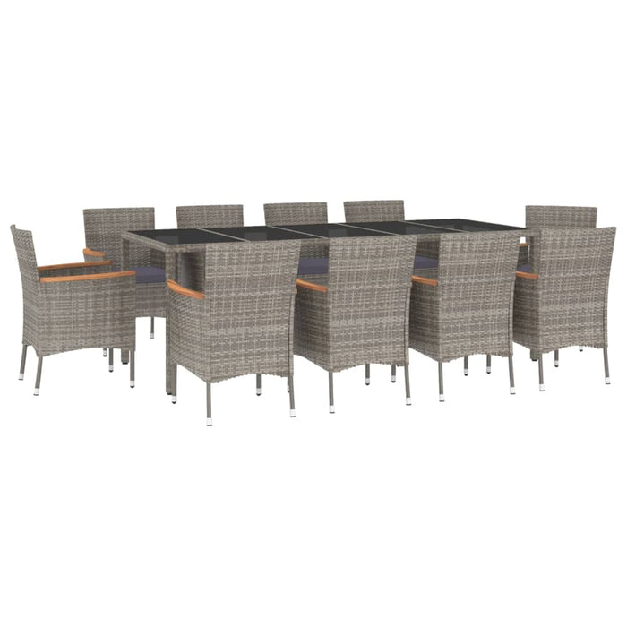 Set mobilier de grădină cu perne, 11 piese, gri, poliratan WALTI