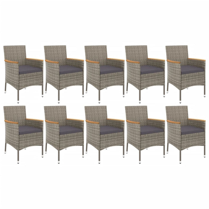 Set mobilier de grădină cu perne, 11 piese, gri, poliratan WALTI