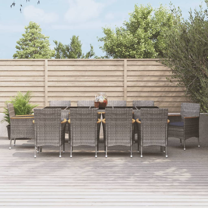 Set mobilier de grădină cu perne, 11 piese, gri, poliratan WALTI