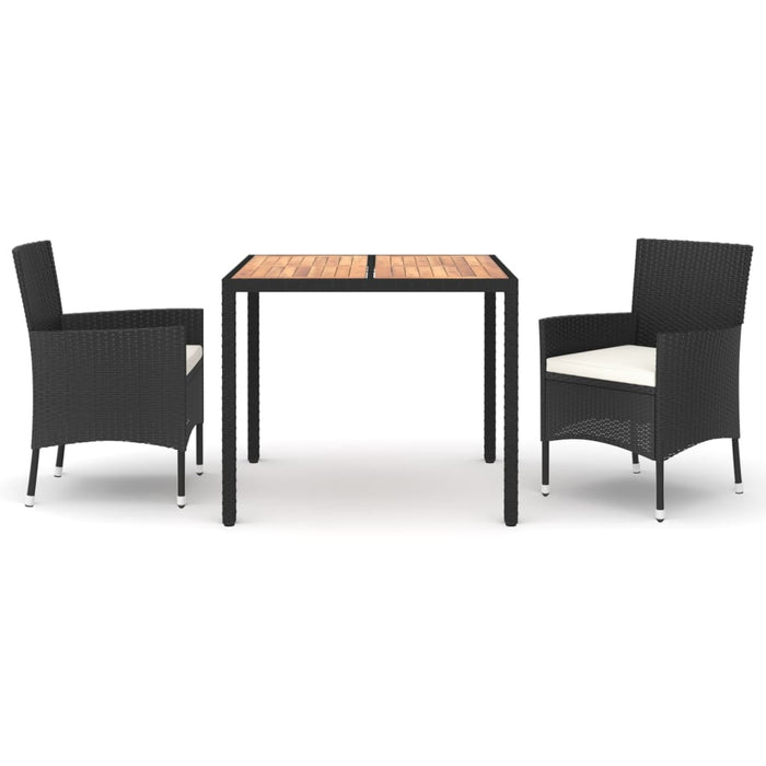 Set mobilier de grădină cu perne, 3 piese, negru, poliratan - WALTI WALTI