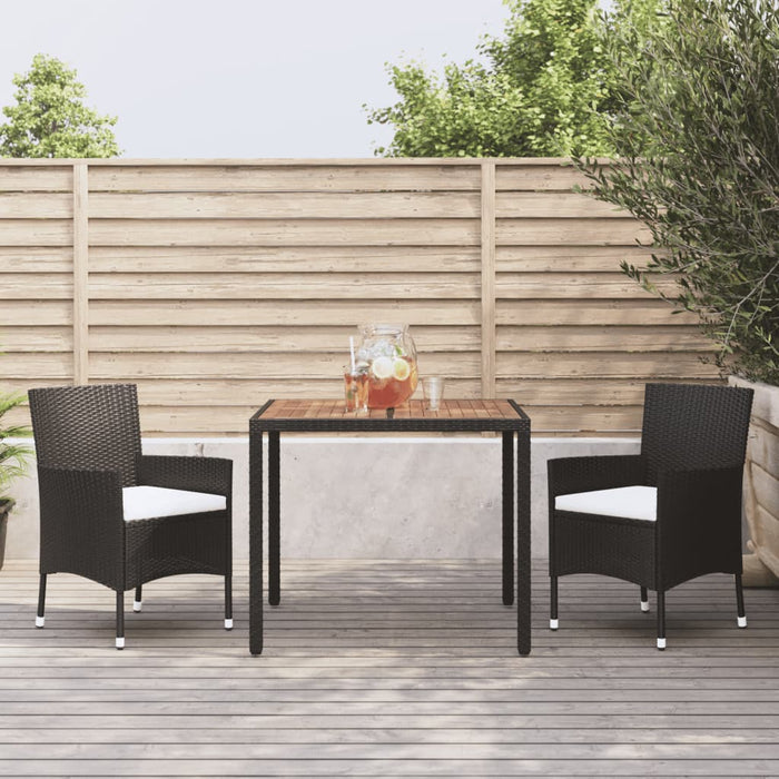 Set mobilier de grădină cu perne, 3 piese, negru, poliratan - WALTI WALTI