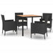 Set mobilier de grădină cu perne, 5 piese, negru, poliratan - WALTI WALTI