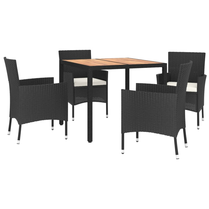 Set mobilier de grădină cu perne, 5 piese, negru, poliratan - WALTI WALTI