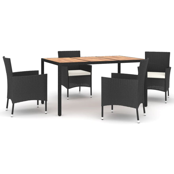 Set mobilier de grădină cu perne, 5 piese, negru, poliratan - WALTI WALTI