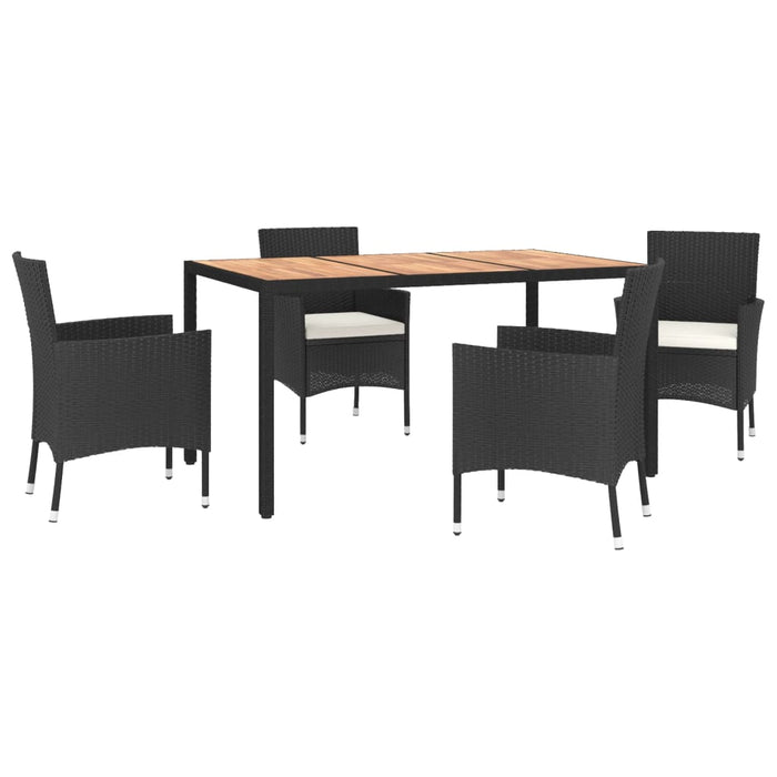 Set mobilier de grădină cu perne, 5 piese, negru, poliratan - WALTI WALTI