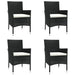 Set mobilier de grădină cu perne, 5 piese, negru, poliratan - WALTI WALTI