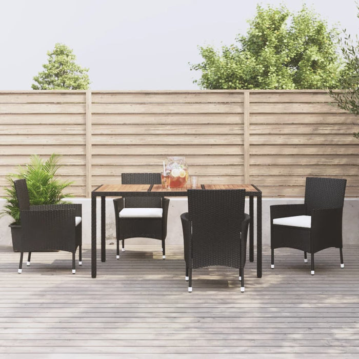 Set mobilier de grădină cu perne, 5 piese, negru, poliratan - WALTI WALTI