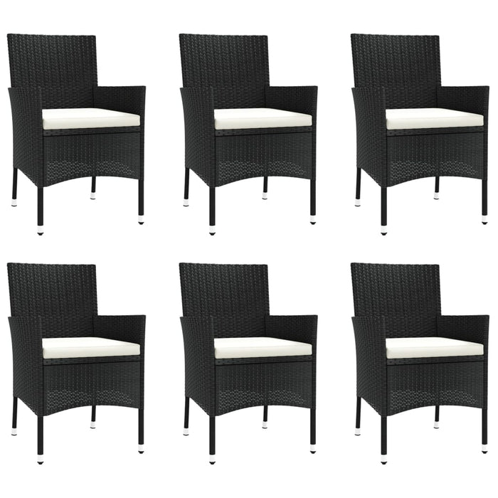 Set mobilier de grădină cu perne, 7 piese, negru, poliratan WALTI