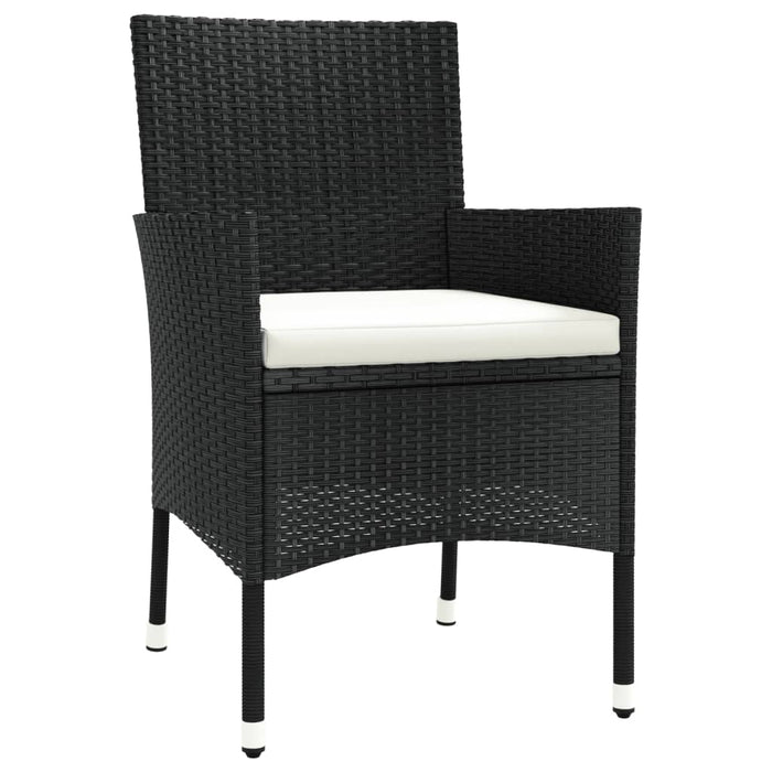 Set mobilier de grădină cu perne, 7 piese, negru, poliratan WALTI