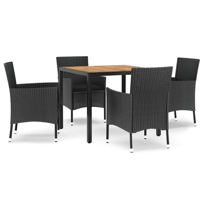 Set mobilier de grădină cu perne, 5 piese, negru, poliratan - WALTI WALTI