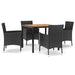 Set mobilier de grădină cu perne, 5 piese, negru, poliratan - WALTI WALTI