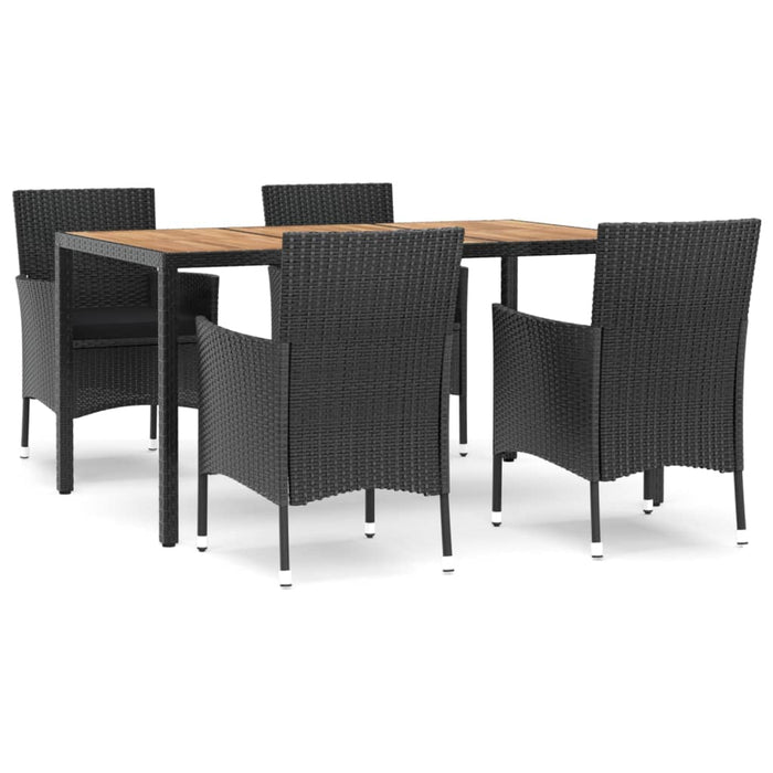 Set mobilier de grădină cu perne, 5 piese, negru, poliratan - WALTI WALTI