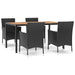 Set mobilier de grădină cu perne, 5 piese, negru, poliratan - WALTI WALTI