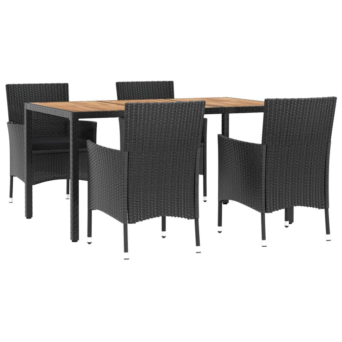 Set mobilier de grădină cu perne, 5 piese, negru, poliratan - WALTI WALTI