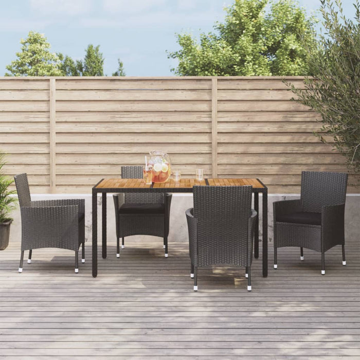 Set mobilier de grădină cu perne, 5 piese, negru, poliratan - WALTI WALTI