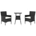 Set bistro de grădină cu perne, 3 piese, negru, poliratan - WALTI WALTI