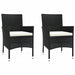 Set bistro de grădină cu perne, 3 piese, negru, poliratan - WALTI WALTI