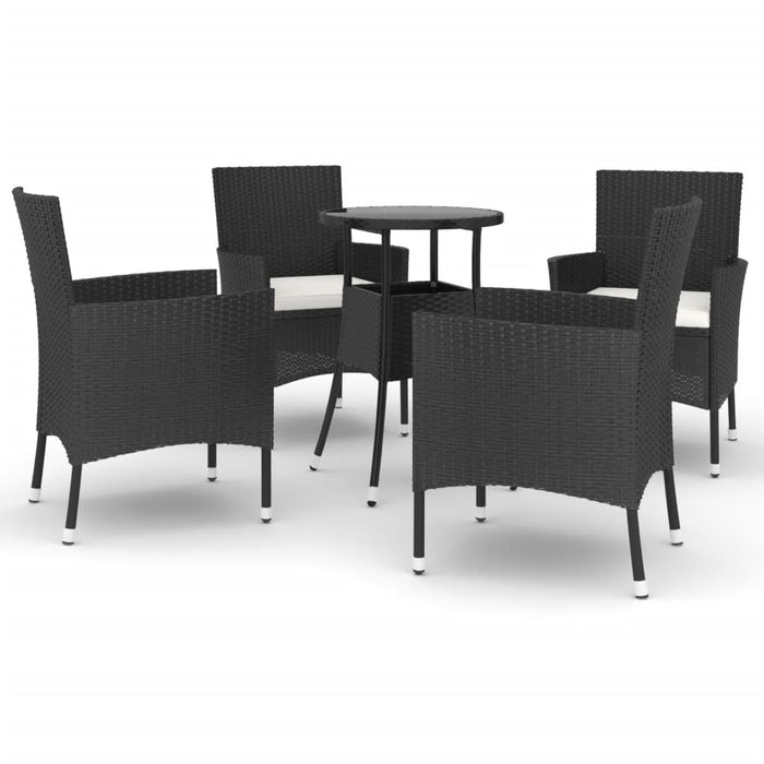 Set bistro de grădină cu perne, 5 piese, negru, poliratan - WALTI WALTI