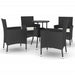 Set bistro de grădină cu perne, 5 piese, negru, poliratan - WALTI WALTI