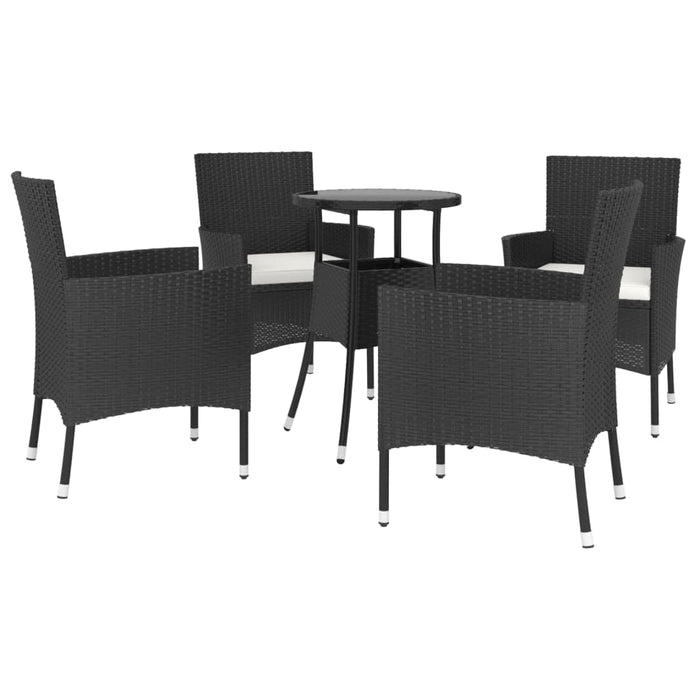Set bistro de grădină cu perne, 5 piese, negru, poliratan - WALTI WALTI