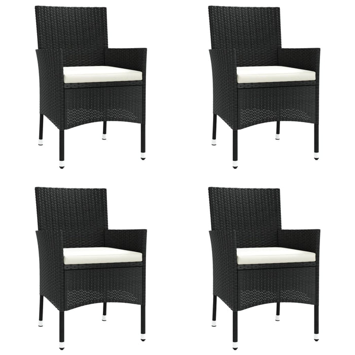Set bistro de grădină cu perne, 5 piese, negru, poliratan - WALTI WALTI