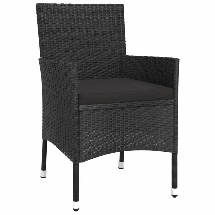 Set bistro de grădină cu perne, 3 piese, negru, poliratan - WALTI WALTI