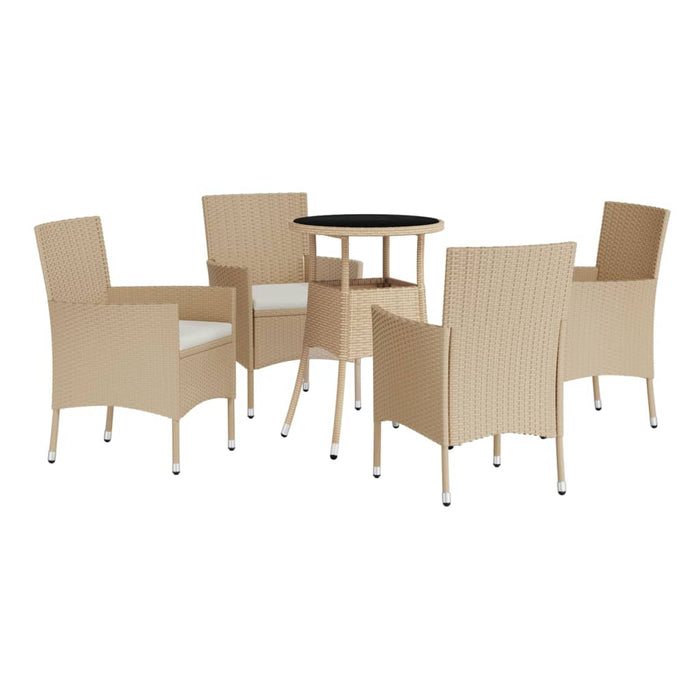 Set bistro de grădină, 5 piese, cu perne, bej, poliratan - WALTI WALTI