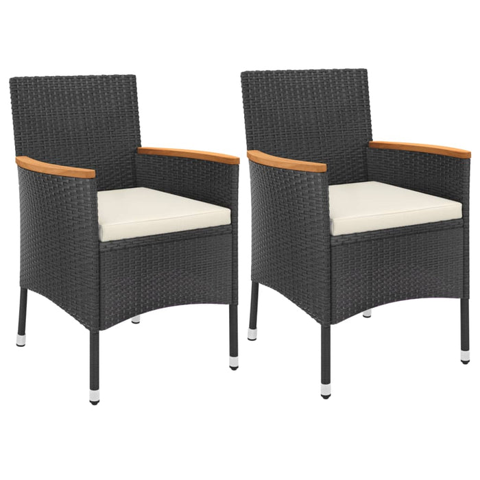Set bistro de grădină cu perne, 3 piese, negru, poliratan - WALTI WALTI