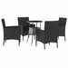 Set bistro de grădină cu perne, 5 piese, negru, poliratan - WALTI WALTI