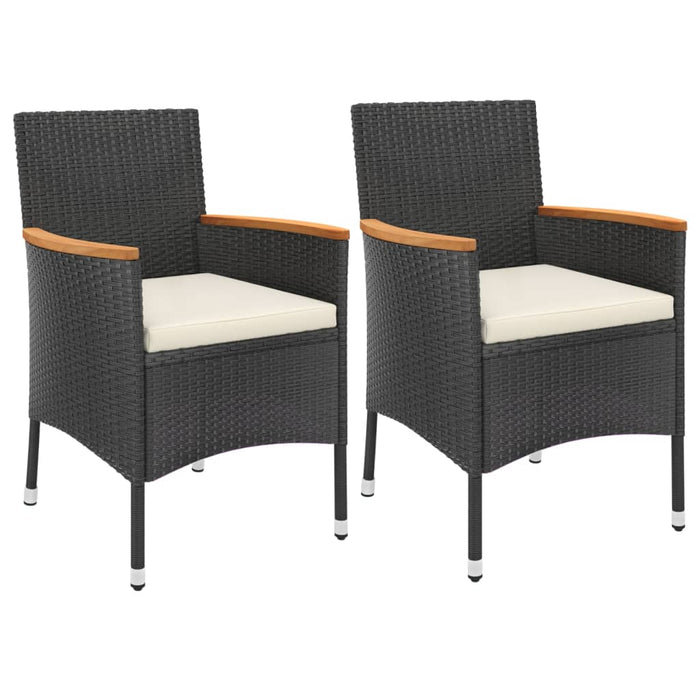 Set bistro de grădină cu perne, 3 piese, negru, poliratan - WALTI WALTI