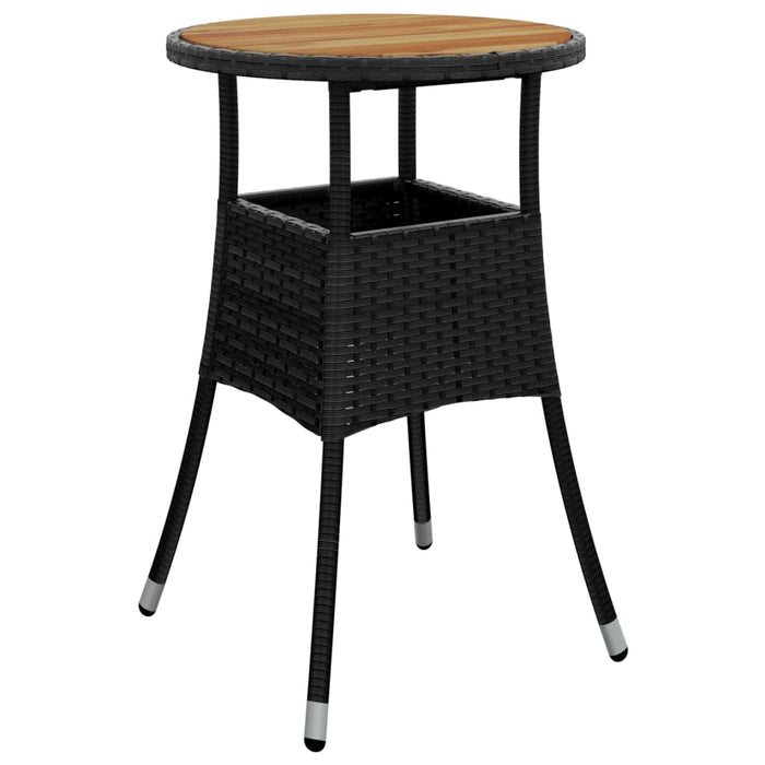 Set bistro de grădină cu perne, 3 piese, negru, poliratan - WALTI WALTI