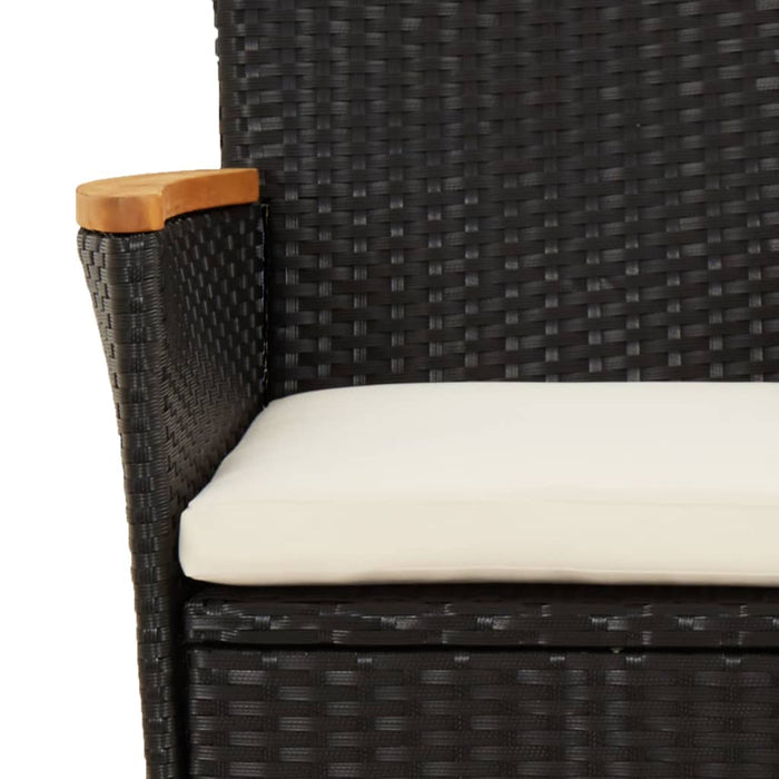 Set bistro de grădină cu perne, 3 piese, negru, poliratan - WALTI WALTI