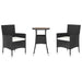 Set bistro de grădină cu perne, 3 piese, negru, poliratan - WALTI WALTI