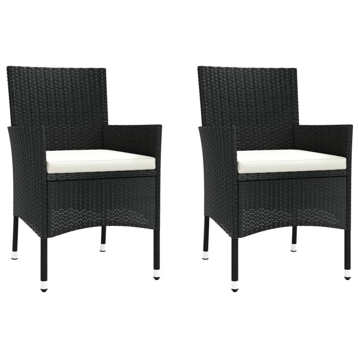 Set bistro de grădină cu perne, 3 piese, negru, poliratan - WALTI WALTI