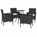 Set bistro de grădină cu perne, 5 piese, negru, poliratan - WALTI WALTI