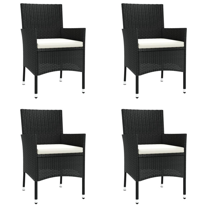 Set bistro de grădină cu perne, 5 piese, negru, poliratan - WALTI WALTI