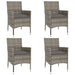 Set bistro de grădină cu perne, 5 piese, gri, poliratan - WALTI WALTI