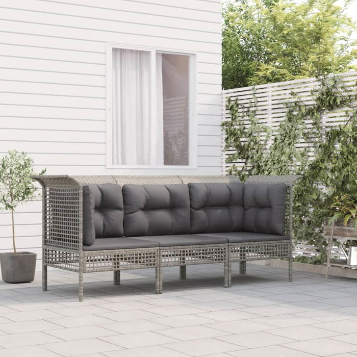 Set mobilier de grădină cu perne, 3 piese, gri, poliratan - WALTI WALTI