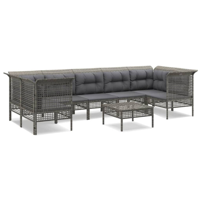Set mobilier de grădină cu perne, 8 piese, gri, poliratan - WALTI WALTI
