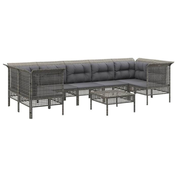 Set mobilier de grădină cu perne, 8 piese, gri, poliratan - WALTI WALTI