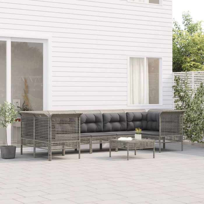 Set mobilier de grădină cu perne, 8 piese, gri, poliratan - WALTI WALTI