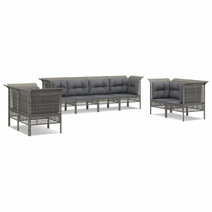 Set mobilier de grădină cu perne, 8 piese, gri, poliratan WALTI
