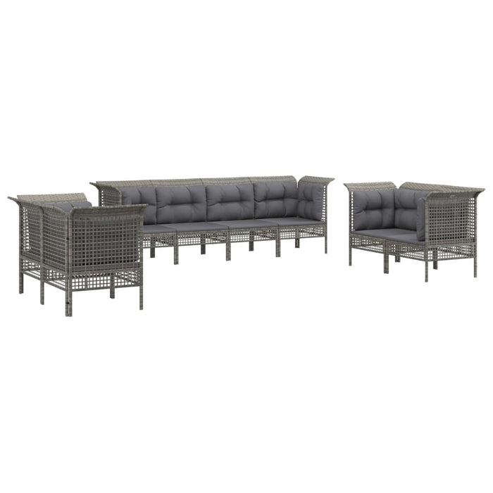Set mobilier de grădină cu perne, 8 piese, gri, poliratan WALTI