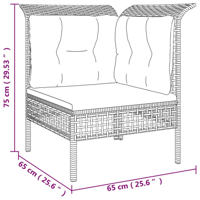 Set mobilier de grădină cu perne, 8 piese, gri, poliratan WALTI