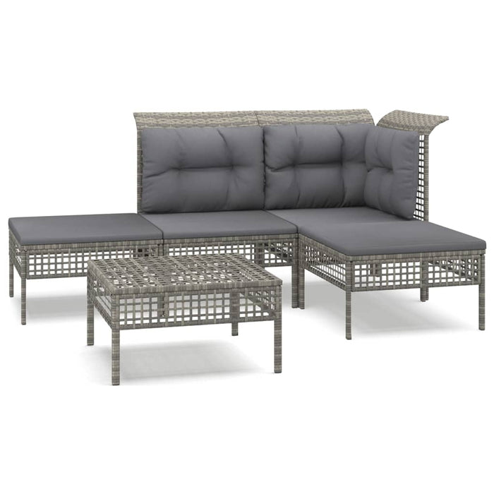 Set mobilier de grădină cu perne, 5 piese, gri, poliratan - WALTI WALTI