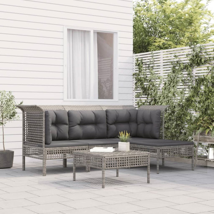 Set mobilier de grădină cu perne, 5 piese, gri, poliratan - WALTI WALTI