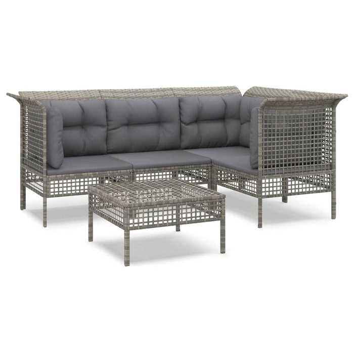 Set mobilier de grădină cu perne, 5 piese, gri, poliratan - WALTI WALTI