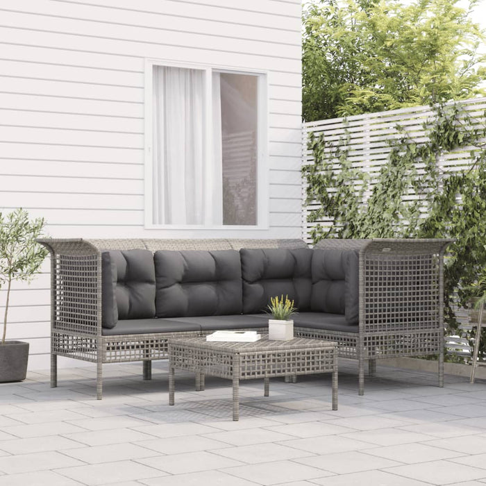 Set mobilier de grădină cu perne, 5 piese, gri, poliratan - WALTI WALTI